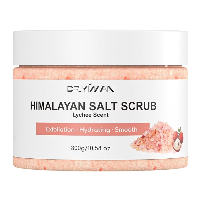 Himalayan Salt & Sugar Body Scrub, Lychee Scented Exfoliating and Moisturizing by DR.YIMAN