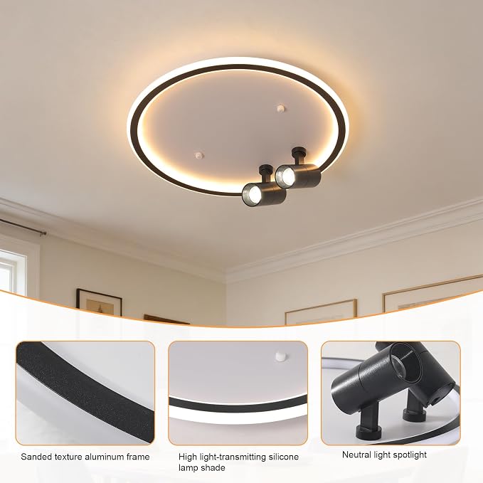 Shine LUEST Modern LED Bedroom Ceiling Light, 2 Adjustable Spotlights, Dimmable - Image 4