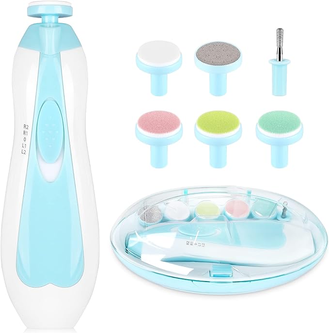 Electric Nail File Drill for Baby No Sharp Claws Hurt, 6 in 1 Safety Cutter by Qunlionslife