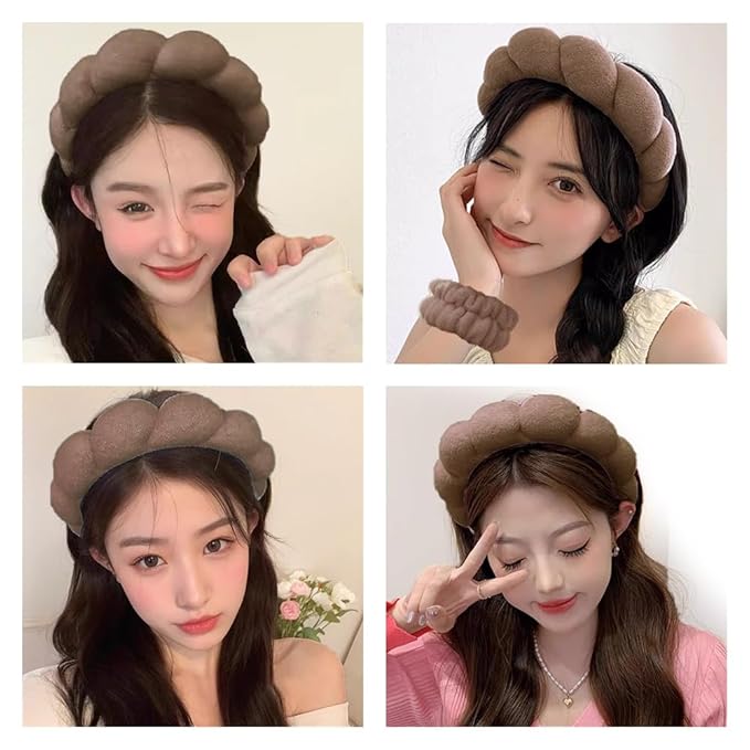 Spa Headbands for Washing Face Wristband Set Sponge Makeup Skincare Headband - Image 4