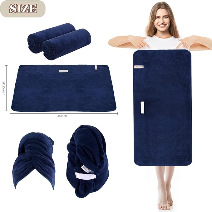 SUNLAND Microfiber Hair Towels Anti Frizz Hair Drying Towel Super Absorbent - Image 5