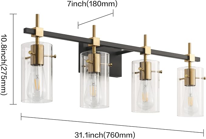SOLFART Farmhouse Brass Bathroom Vanity Lights fixtures Over Mirror Vintage - Image 2