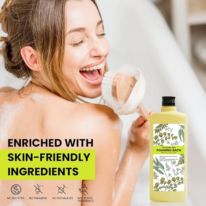 Bubble Bath for Women, Eucalyptus Mint Scented Bubble Bath Gifts Set, Foaming - Image 5