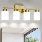 FonmYim Brushed Gold Bathroom Light Fixtures, 4-Light Modern Vanity Light Over by FonmYim
