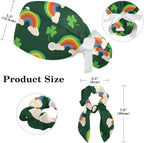 Scrub Caps Women Ponytail Cute Pink and White Leaves Caps Bouffant Working Hat - Image 2