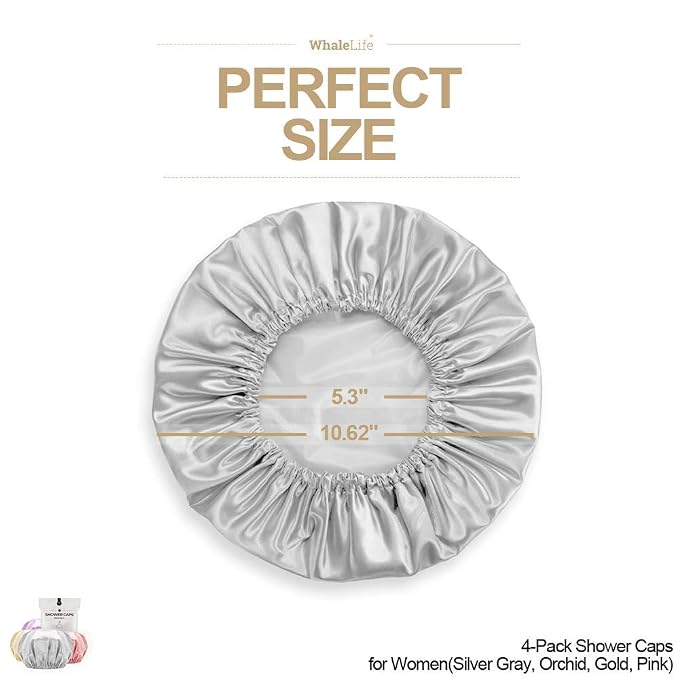Shower Cap for Women Reusable Extra Large Shower Caps for Men Satin Double - Image 5