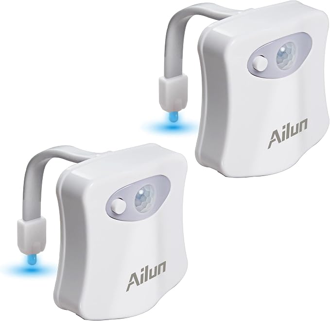 Toilet Night Light 2Pack by Ailun Motion Sensor Activated LED Light 8 Colors - Image 2