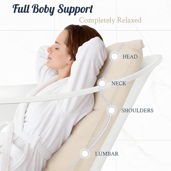 Luxury Bath Pillow for Bathtub, Soft & Comfortable Head Neck & Back Support - Image 2