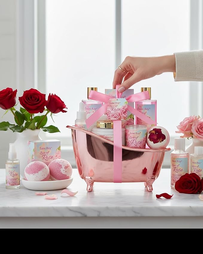 Mothers Day Gifts for Women, Bath Kit Rose Bath and Body Gift, Facial Skin Care - Image 4