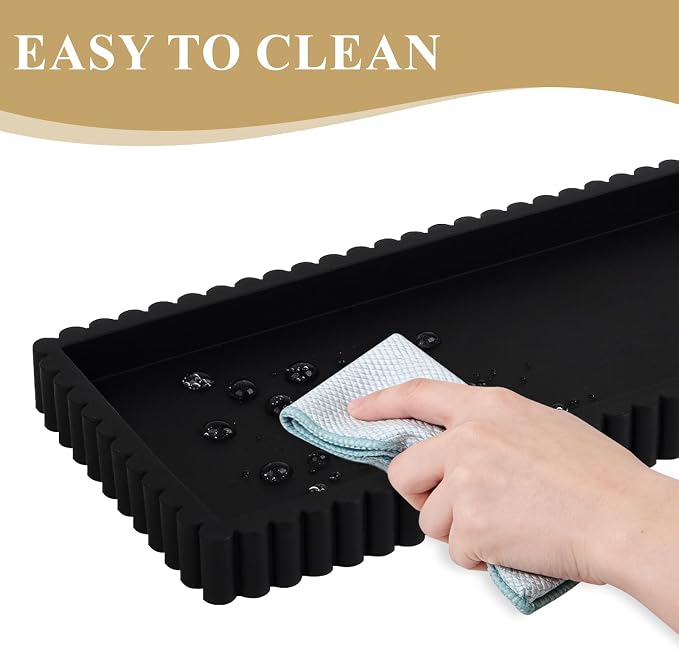 Silicone Bathroom Tray Small Vanity Organizer Rectangle Sink Caddy Sponge - Image 4