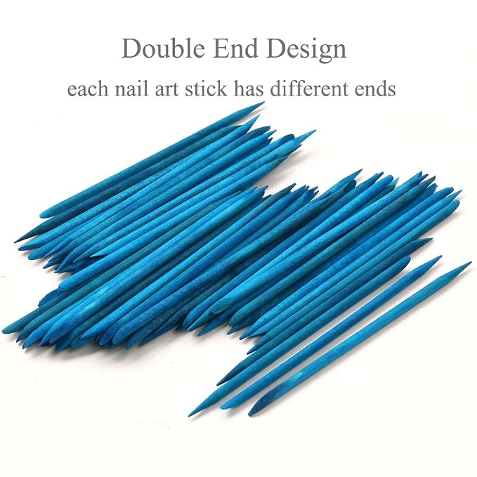 100 Pcs Orange Wood Nail Sticks Double Sided Multi Functional Cuticle Pusher - Image 2