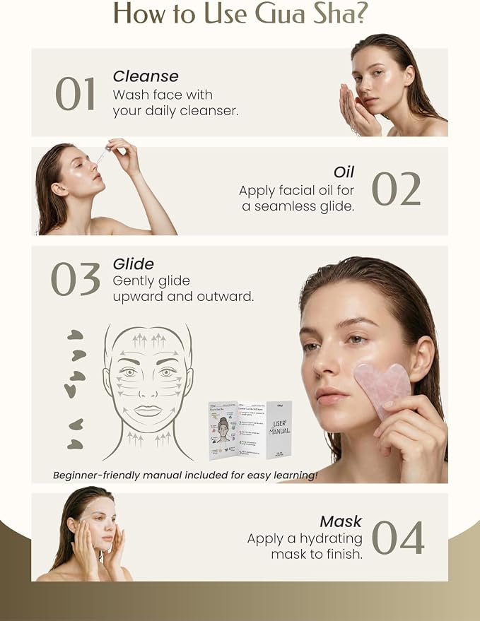 Gua Sha Facial Tool – Pink Stone Guasha Tool - Image 6