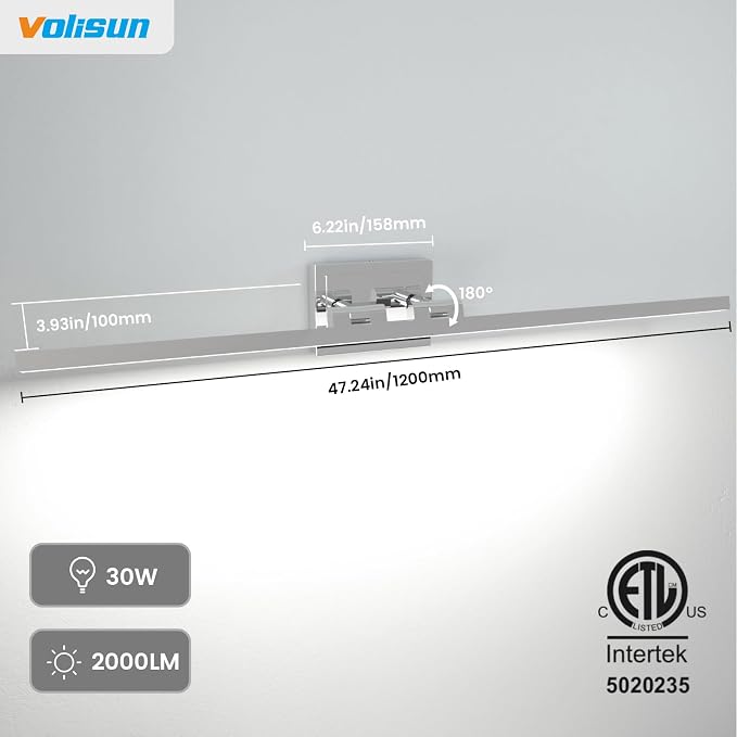 VOLISUN Modern Bathroom Vanity Light 48 inch, 30W Dimmable 5CCT Led Bathroom - Image 6