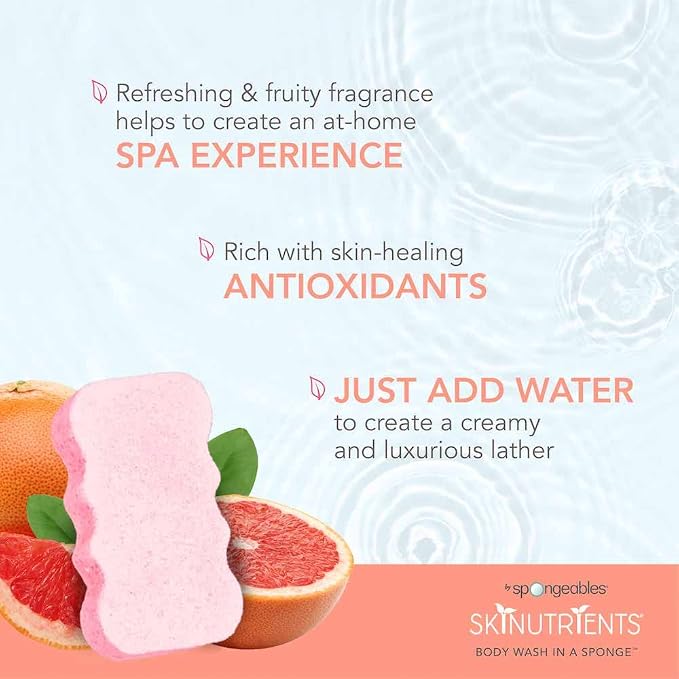 Spongeables Body Wash in a 20+ Wash Sponge, Sweet Grapefruit - Image 6
