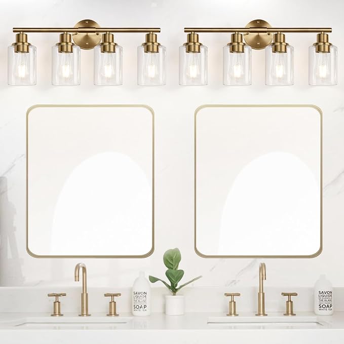 Zarbitta 4-Light Bathroom Light Fixtures, Brushed Brass Modern Vanity Lights - Image 6