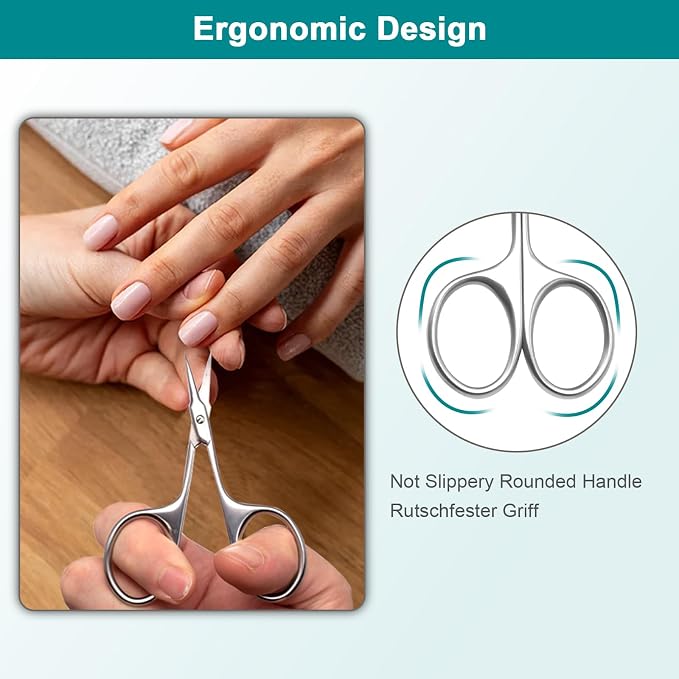 Lermende Cuticle Scissors Extra Fine Curved, Portable Stainless Steel Manicure - Image 4