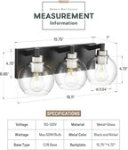 Bathroom Light Fixtures, 3-Light Black and Brushed Nickel Bathroom Vanity Light - Image 3
