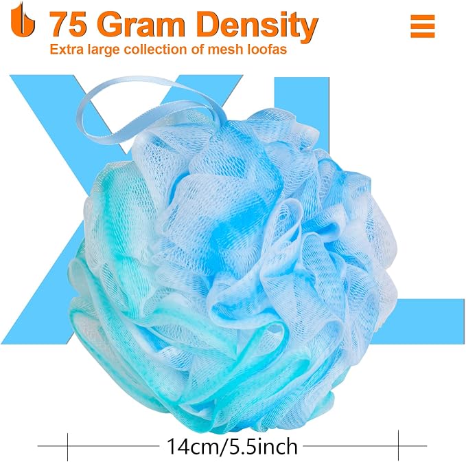 Urbanstrive Shower Bath Sponge XL 75g Soft Shower Loofahs Balls - Image 2