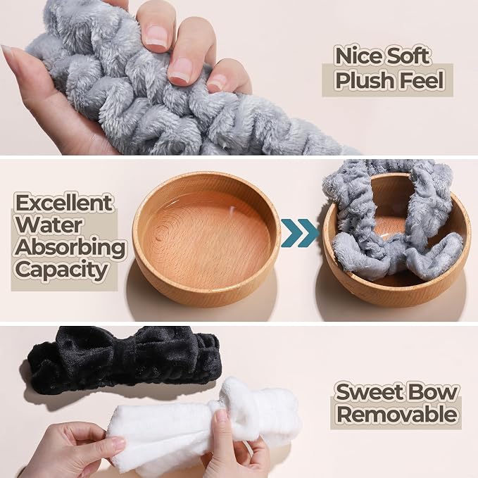 LEOBRO Spa Headband, Bow Skin Care Headband - Image 5