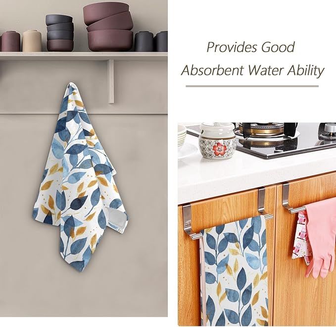Blue and Gold Leave Branches Hand Towels - Image 6