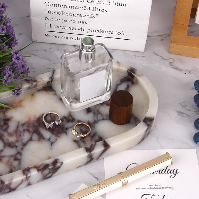 Natural Marble Tray Oval, Bathroom Vanity Tray - Image 6