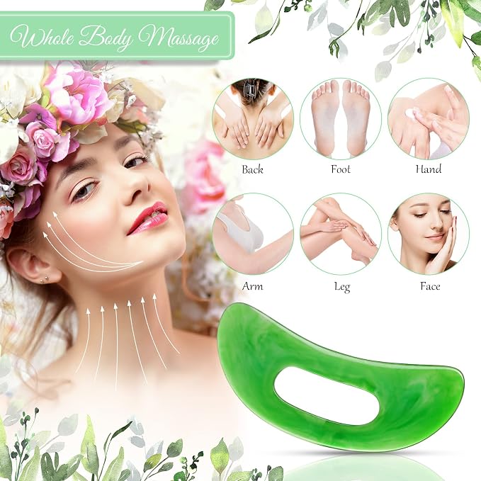 Treela 5 Pcs Gua Sha Facial Tools Set and 1 Pcs Body Gua Sha Massage Tool - Image 5