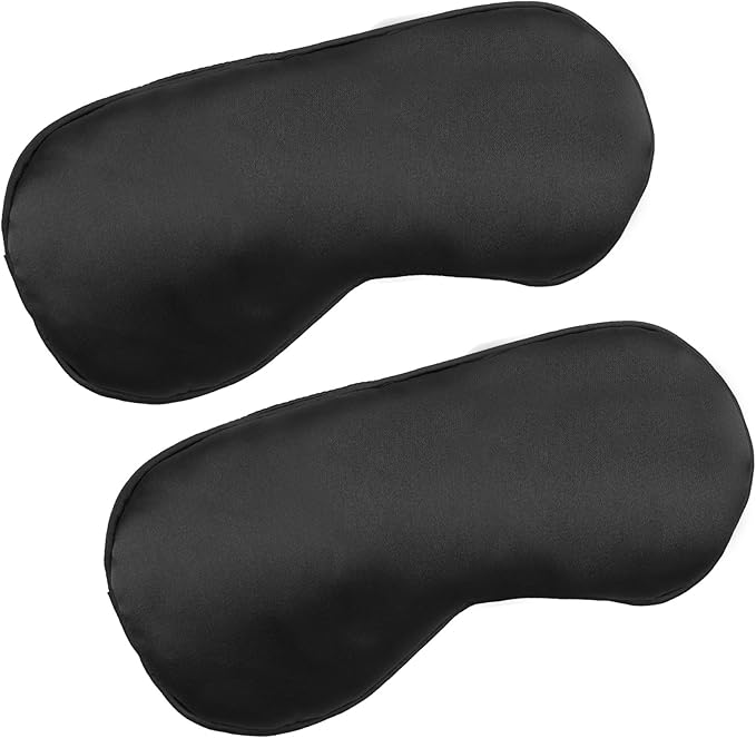 2 PCS Black Satin Sleep Masks, Adjustable Silk Eye Mask by Unknown