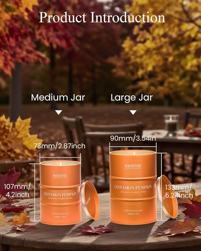 M&SENSE Cinnamon Pumpkin Scented Candles Large, Christmas Soy Candles, 21.2oz - Image 5