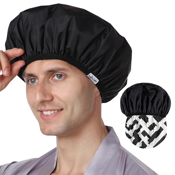 Years calm Men Shower Cap Reusable Waterproof, Dual-Layer Design, Double-Sided by Yearscalm