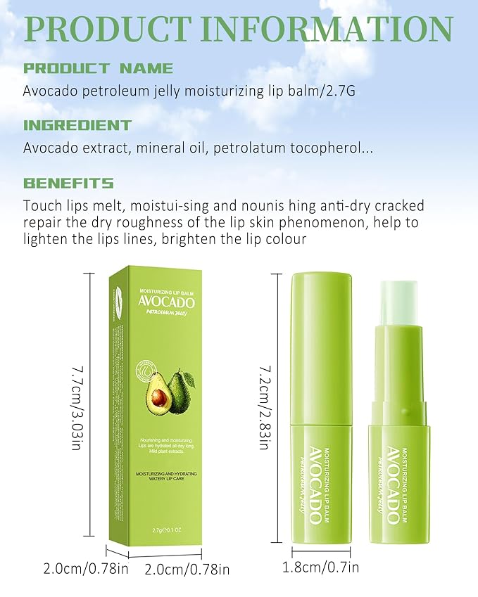 Lip Balm Set-8pcs Avocado Hydrating Lip Balm, Moisturizing Soothing Care Lip - Image 7