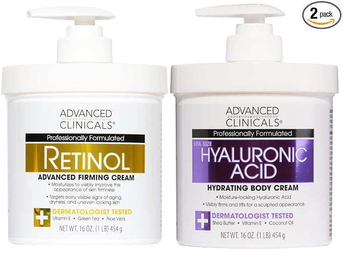 Advanced Clinicals Retinol Body Cream + Hyaluronic Acid Moisturizer 2pc by AdvancedClinicals