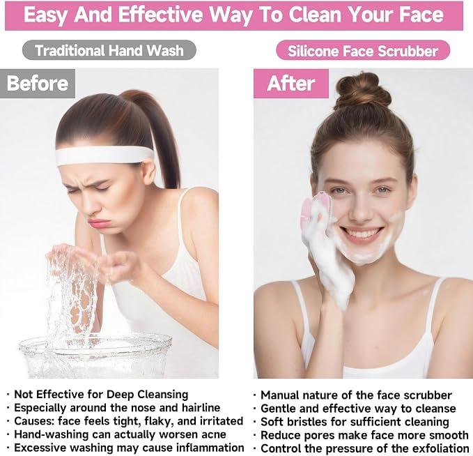 2 PCS Face Scrubber, Soft Silicone Face Exfoliator - Image 4
