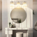 Aipsun Brushed Nickel Vanity Light Bathroom Lighting Fixtures 3 Light Crystal - Image 2