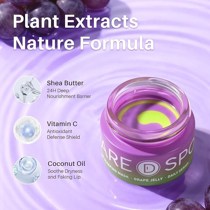 SPODARE Grape Lip Mask, Hydrating Overnight Lip Sleeping Mask, Lip Moisturizer - Image 2