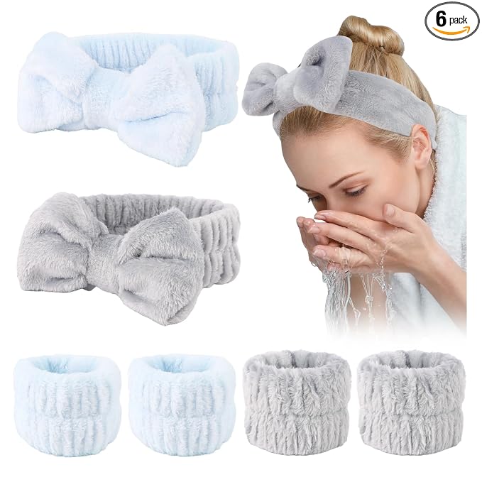 WHAVEL 6PCS Spa Headband and Wristbands Set, Face Wash Headband Wrist Bands by Whavel