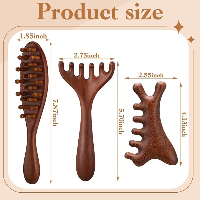 ProSuites 3 Pack Wooden Scalp Massager Tool Loc Combs, Long Handle Head Massage - Image 6