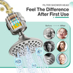 Cobbe 6-Setting High Pressure Filtered Shower Head Combo, Detachable Rain - Image 2