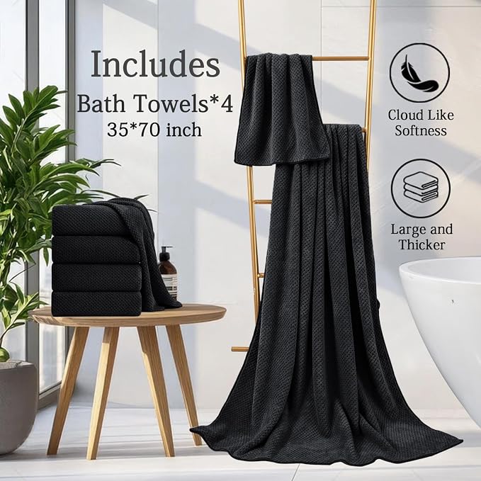 Black Bath Towels Set 35x70 Inches - Image 6