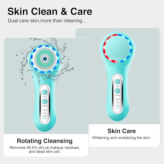 UMICKOO Electric Facial Cleansing Brush, 2-Way Rotating Face Scrubber - Image 3