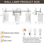 SOLFART Brushed Nickel Bathroom Light Fixtures, 3-Light Modern Vanity Light - Image 9