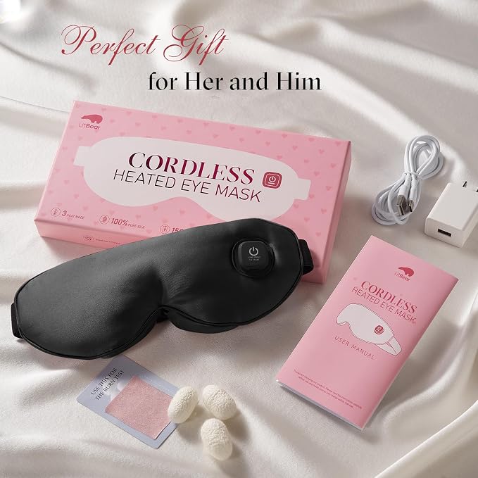 LitBear Heated Eye Mask, Silk Cordless Warm Eye Compress - Image 9