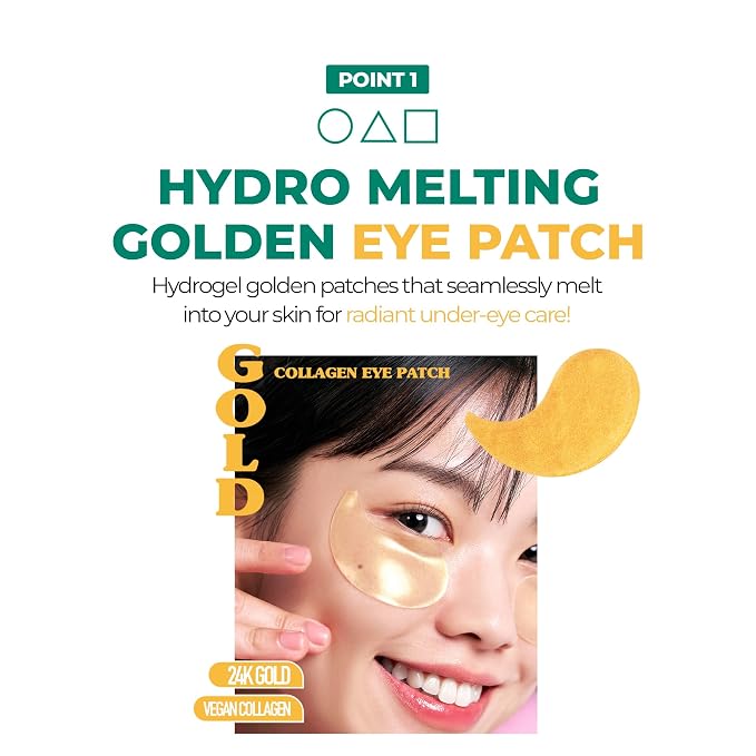 BRING GREEN Gold Collagen Eye Patches 60 Count, Hydrating Firming Under Eye Mask - Image 5