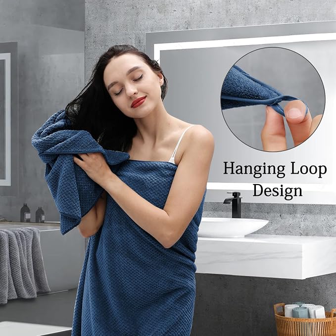 Hailea Navy Bath Towels Set 35x70 Inches - Image 7