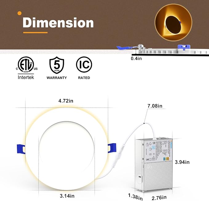 VOLISUN 12 Pack 4 Inch 5CCT Recessed Light - Image 5