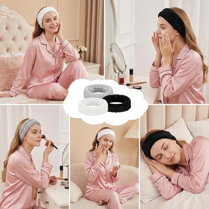 3PCS Skin Care Headband, Spa Headbands Makeup Head Band Headband - Image 7