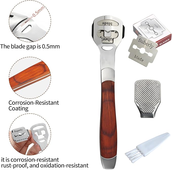 Callus Shaver with Wooden Handle，Pedicure Foot File Kit，Foot File Callus - Image 3