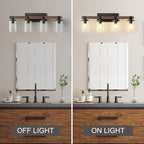 Bathroom Vanity Light Fixtures 4 lights, Wooden Farmhouse Vanity Lights Rustic - Image 7