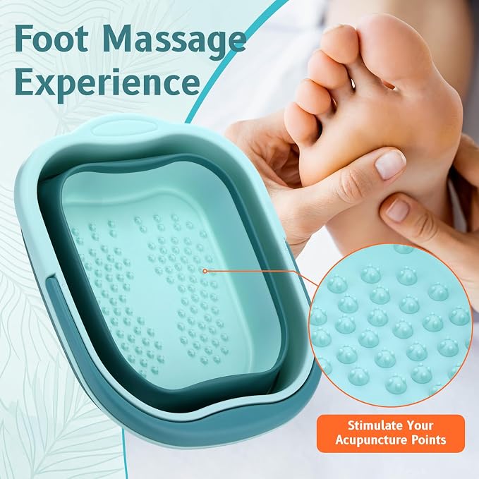 2 Pack Collapsible Foot Bath Plastic Foot Soaking Tub Portable Feet Bucket - Image 3