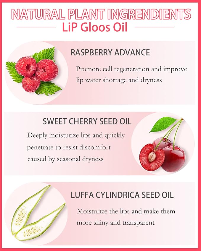 Plumping Lip Glow Oil, Hydrating Tinted Lip Oil Gloss, Transparent Toot Lip Oil - Image 2