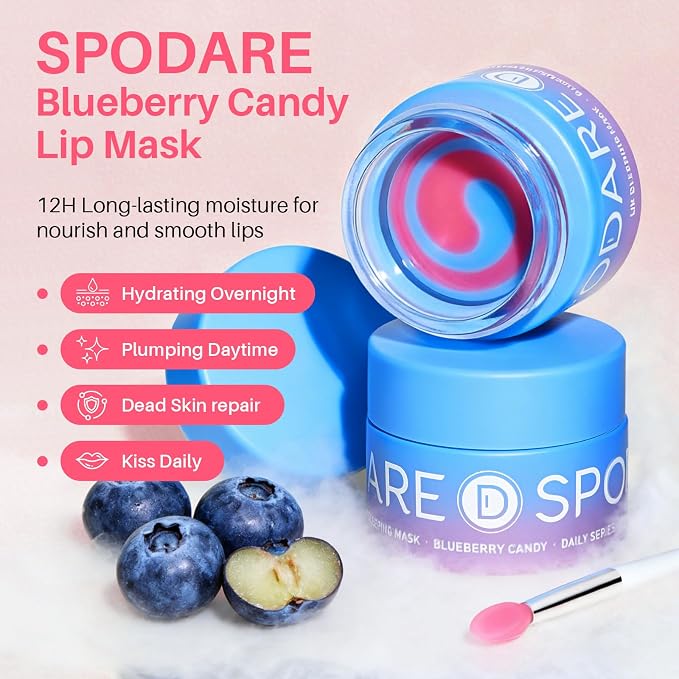 SPODARE Blueberry Lip Mask Overnight, Swirl Lip Sleeping Mask - Image 4